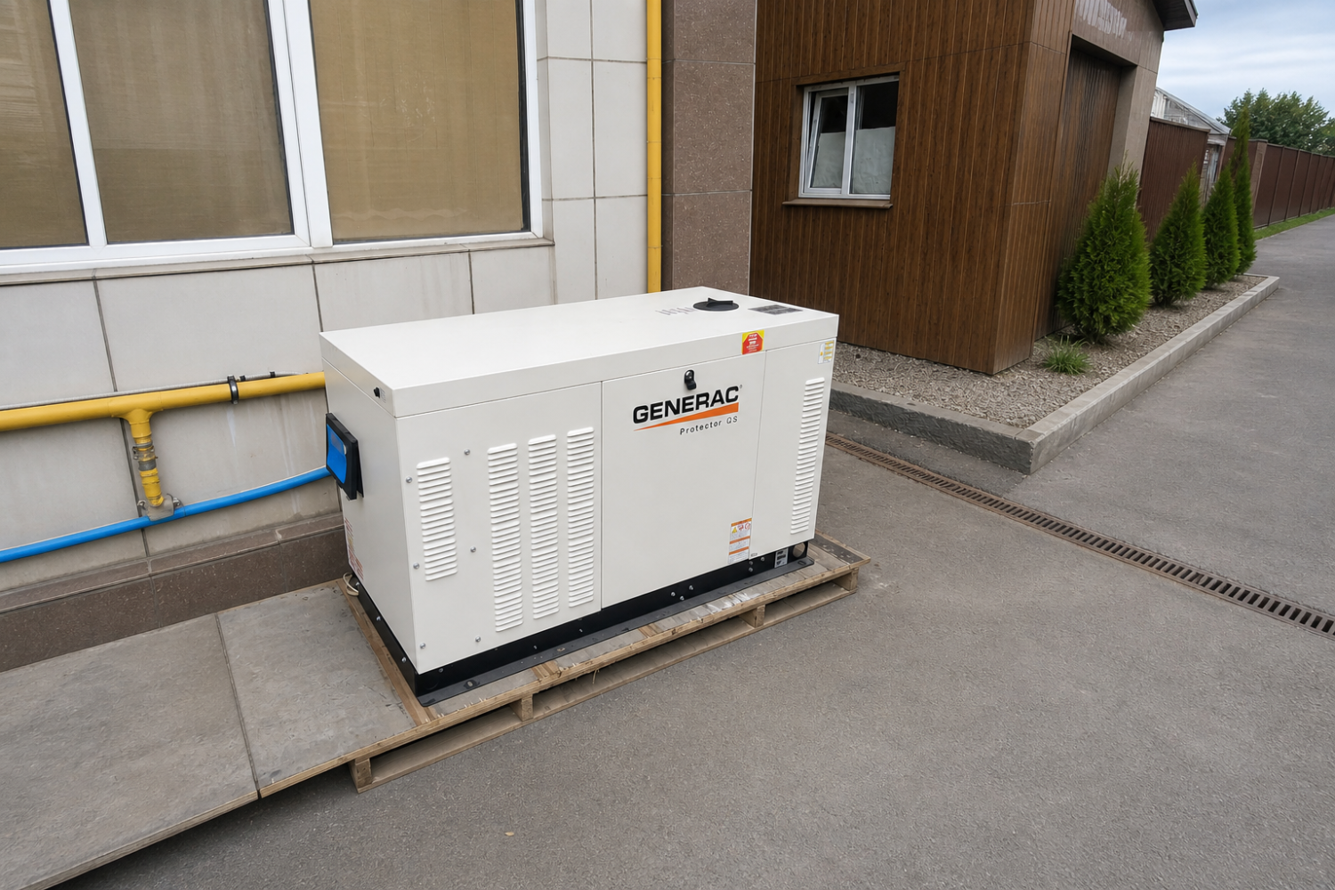 Установка генератора Generac RG027 для резервного электроснабжения офиса